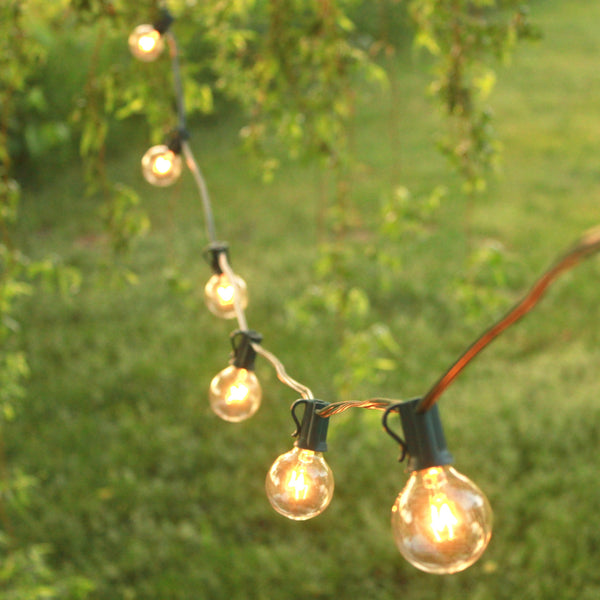 25' Outdoor String Lights by Brillante - Premium Quality G40 Globe String Lights - 25 Clear Bulbs, Green Wire, 2016 Model